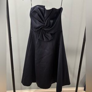 H&M navy silk strapless dress